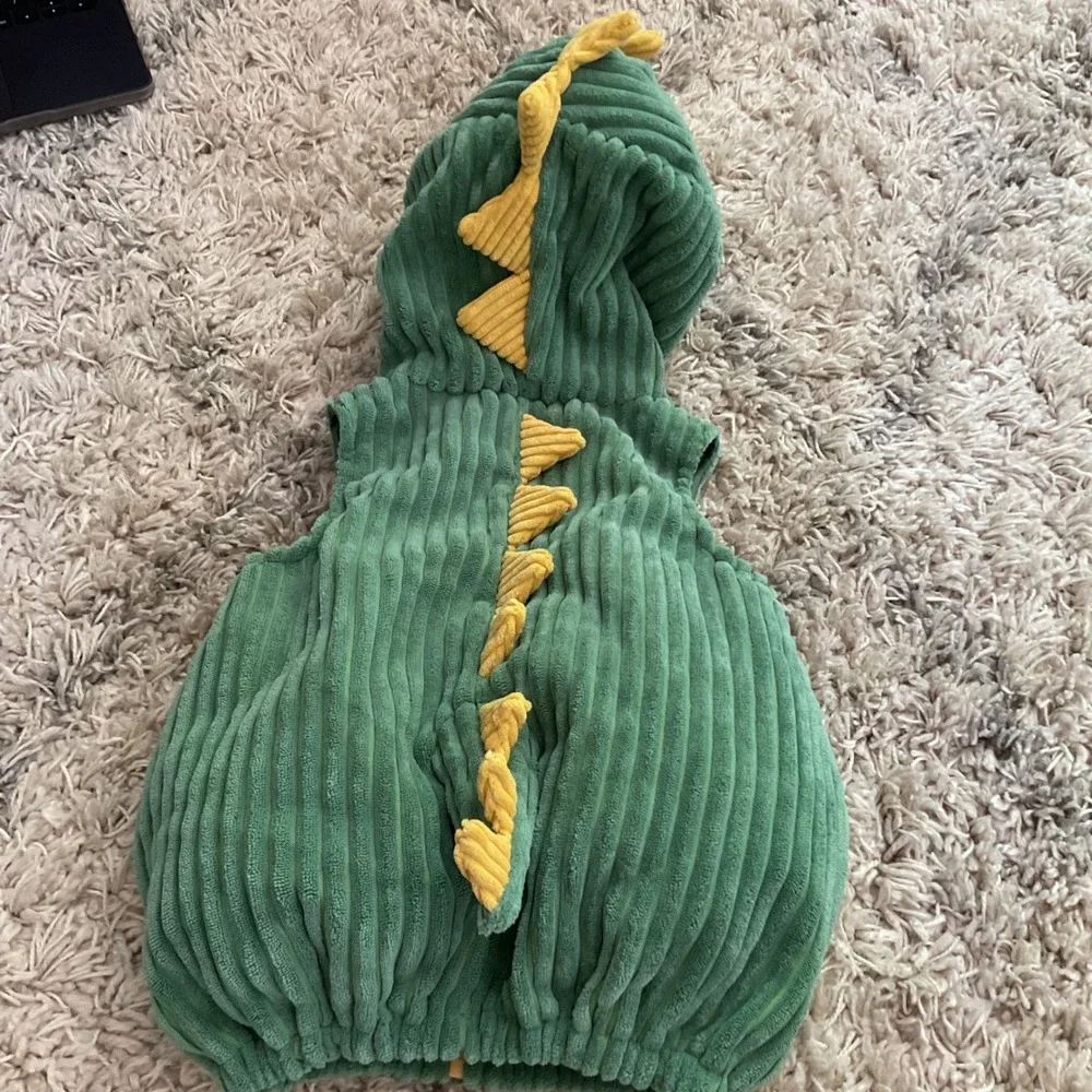 Going Wild Green Dinosaur Costume Vest Zip Up Toddler 12M Rawr Zipper Pull